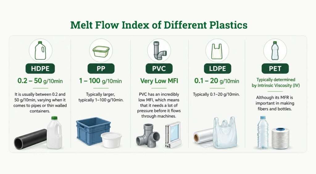 Melt Flow Index of Different Plastics